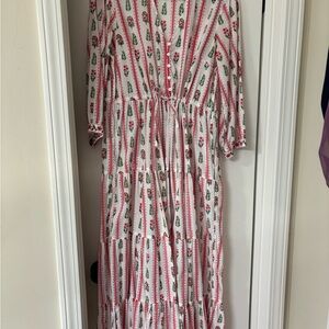 Pink floral stripe Pink City Prints dress L